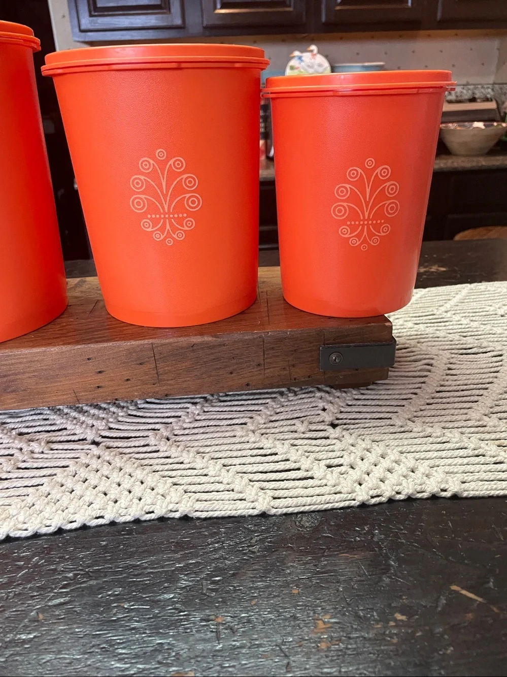 Vintage Tupperware Orange Decorative Kitchen Canister Set (4) with Bonus Items